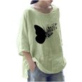 thumbnail image 1 of 3/4 Sleeve Linen Tops for Women 2023,Casual Cotton and Linen 3/4 Sleeve Summer Tops for Women Loose Three Quarter Sleeve Tunic T Shirt Sunflower Graphic Blouse, 1 of 4