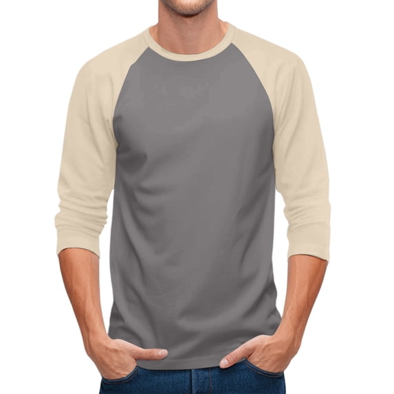 3/4 Sleeve Mens Casual Raglan Jersey Baseball Tee Shirt Gray L