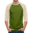 thumbnail image 1 of 3/4 Sleeve Mens Casual Raglan Jersey Baseball Tee Shirt Green XL, 1 of 7