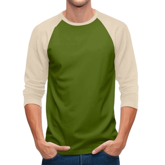 3/4 Sleeve Mens Casual Raglan Jersey Baseball Tee Shirt Green XL