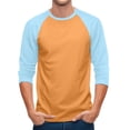 thumbnail image 1 of 3/4 Sleeve Mens Casual Raglan Jersey Baseball Tee Shirt Orange XL, 1 of 7