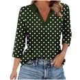 thumbnail image 1 of 3/4 Sleeve Polka Dot Tops for Women Summer V Neck Tees 2025 Classic Blouses Dressy Casual Work Office Shirts, 1 of 6
