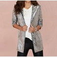 thumbnail image 1 of 3/4 Sleeve Sequin Blazers for Women Business Casual Sparkly Jacket Glitter Notched Collar Open Front Work Outfits, 1 of 7