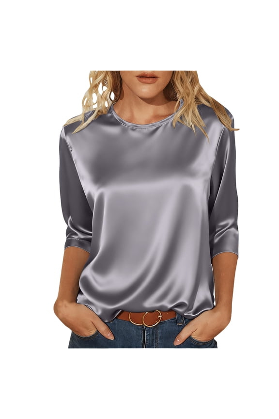 3/4 Sleeve Sequin Tops for Women Glitter Sparkly Tops Dressy Party Shirts for Holiday Evening Party Womens Sparkly Tops