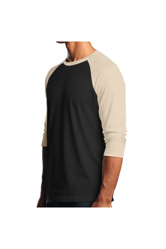 3/4 Sleeve Shirts Mens Crew Neck Baseball T Shirts Moisture Wicking Athletic Tops Black 2XL