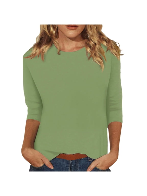 3/4 Sleeve Shirts For Women Professional Tops For Women Basic Tops Fitted Tops For Women Beach Shirts For Women Cotton Tee Shirts For Women Elbow Sleeve Tops Women Womens Cotton Tshirts