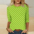 thumbnail image 1 of 3/4 Sleeve Shirts for Women Spring Striped Crewneck Business Casual Tops, Loose Three Quarter Length Work Blouses, Polka Dot Printed Comfortable Top, Limited Time Off, 1 of 6