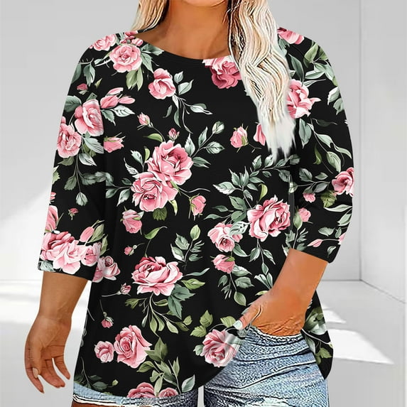 3/4 Sleeve Shirts for Women Trendy Womens Spring Tops Dressy Casual Vintage Tshirts Shirts for Women Plus Size Tee Shirts for Women Graphic orders placed by me
