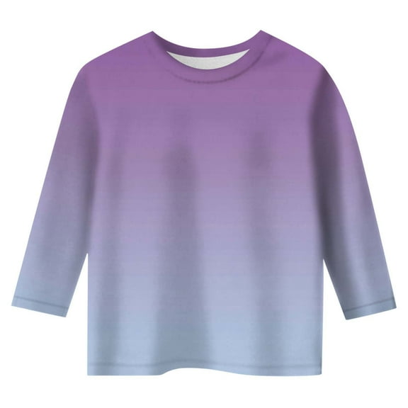 3/4 Sleeve Shirts for Girls Gradient Crew Neck Outfits Clothes Soft Cute Breathable Girls' Athletic Shirts & Tees 7-8 Years
