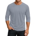 thumbnail image 1 of 3/4 Sleeve Shirts for Men Solid Color Crew Neck Baseball T-Shirts Casual Loose Fit Three Quarter Sleeve Tees Gray XL, 1 of 7