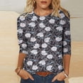 thumbnail image 1 of 3/4 Sleeve Shirts for Women Casual Plain Solid Color Crewneck Tops Summer Ladies Three Quarter Length Sleeve Blouses 2024, 1 of 4