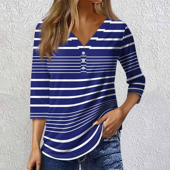 3/4 Sleeve Shirts for Women Cute Tops Graphic Tees Blouses Casual Plus Size Basic Tops Pullover