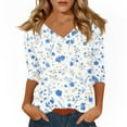 thumbnail image 1 of 3/4 Sleeve Shirts for Women M Sky Blue, 1 of 4