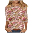 thumbnail image 1 of 3/4 Sleeve Shirts for Womens Valentines Days Tops Plus Size Crewneck Tee Cute 3D Heart Print Blouse, 1 of 5