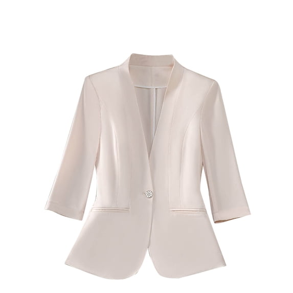 3/4 Sleeve Suit Blazer for Women Button Down Slim Fit Dressy Solid Fall Outerwear with Pockets Wear To Work Business