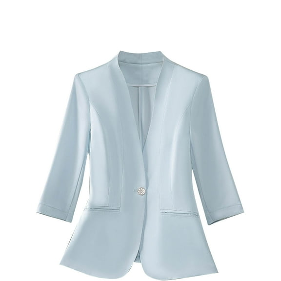 3/4 Sleeve Suit Blazer for Women Button Down Slim Fit Dressy Solid Fall Outerwear with Pockets Wear To Work Business