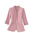 thumbnail image 1 of 3/4 Sleeve Suit Blazer for Women Button Down Slim Fit Dressy Solid Fall Outerwear with Pockets Wear To Work Business, 1 of 5