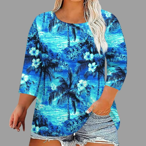 3/4 Sleeve Summer Tops for Women V Neck Womens Summer Tees Sale T Shirts for Women Loose Fit Cotton Oversized Tshirts for Women Graphic Western