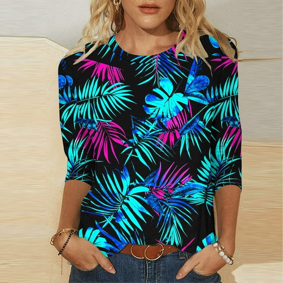 3/4 Sleeve Summer Tops for Women Xs Womens Tops Dressy Casual Summer Shirts Cotton Womens Summer Tees Loose Fit Oversized Printed Tshirts for Women orders placed