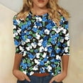 thumbnail image 1 of 3/4 Sleeve Summer Tops for Women Summer Blouse Womens Tops for Work Printed Tshirts for Women Graphic clearance my orders, 1 of 5