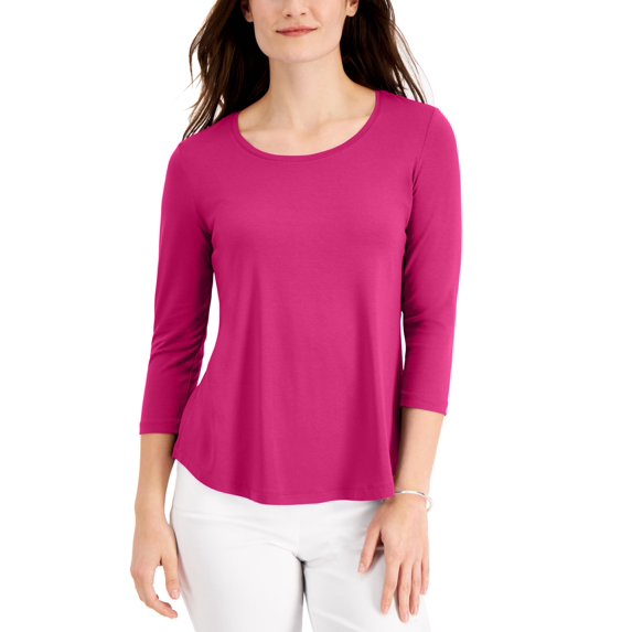 3/4-Sleeve Swing Top Fuchsia Purple XL