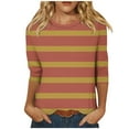 thumbnail image 1 of 3/4 Sleeve T Shirts Women Cotton Striped Tops Loose Fit Crewneck Color Block Casual Summer Fall Basic Tee Tshirts (XL, Red 02), 1 of 5