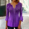 thumbnail image 1 of 3/4 Sleeve T Shirts For Women,Women's Casual 3/4 Sleeve T-Shirts V Neck Cute Tunic Tops Basic Tees Blouses Loose Fit Business Work Tee Top Zeagoo Purple A M, 1 of 5