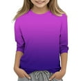 thumbnail image 1 of 3/4 Sleeve T Shirts for Boys & Girls Crewneck Blouses Tops Size 3-12 Toddlers Kids Trendy Gradient Printed Pullover Going Out Loungewear T-Shirts, 1 of 5