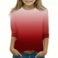 thumbnail image 1 of 3/4 Sleeve T Shirts for Boys & Girls Crewneck Blouses Tops Size 3-12 Toddlers Kids Trendy Gradient Printed Pullover Going Out Loungewear T-Shirts, 1 of 5