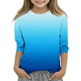 thumbnail image 1 of 3/4 Sleeve T Shirts for Boys & Girls Crewneck Blouses Tops Size 3-12 Toddlers Kids Trendy Gradient Printed Pullover Going Out Loungewear T-Shirts, 1 of 5