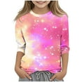 thumbnail image 1 of 3/4 Sleeve T Shirts for Girls 3-12 Years Fashion Baseball Print Graphic Tee Casual Crew Neck Summer Fall Tops (11 Years, Pink), 1 of 5