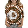 thumbnail image 1 of 3/4 Sleeve T Shirts for Girls 3-12 Years Fashion Baseball Print Graphic Tee Casual Crew Neck Summer Fall Tops (5 Years, Brown 02), 1 of 5