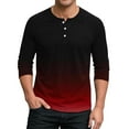 thumbnail image 1 of 3/4 Sleeve T Shirts for Men with Button Crewneck Tshirts Shirt Mens Trendy Gradient Printed Pullover Basic Breathable Going-Out Loungewear Tees Tops, 1 of 4