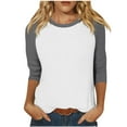 thumbnail image 1 of 3/4 Sleeve T Shirts for Women Raglan Color Block Crew Neck Cute Tops Casual Comfy Basic Tees Blouses Loose Fit Pullover, 1 of 6