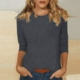 thumbnail image 1 of 3/4 Sleeve Tee Shirts，Women'S Casual 3/4 Sleeve T-Shirts Round Neck Cute Tunic Tops Basic Tees Blouses Loose Fit Pullover Shirt，Gray，L, 1 of 7