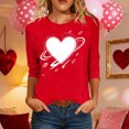 thumbnail image 1 of 3/4 Sleeve Top for Women Abstract Orbit Heart with Floating Feathers Graphic Crewneck Loose Fit Soft Breathable Artistic Casual Fashion Top, 1 of 6