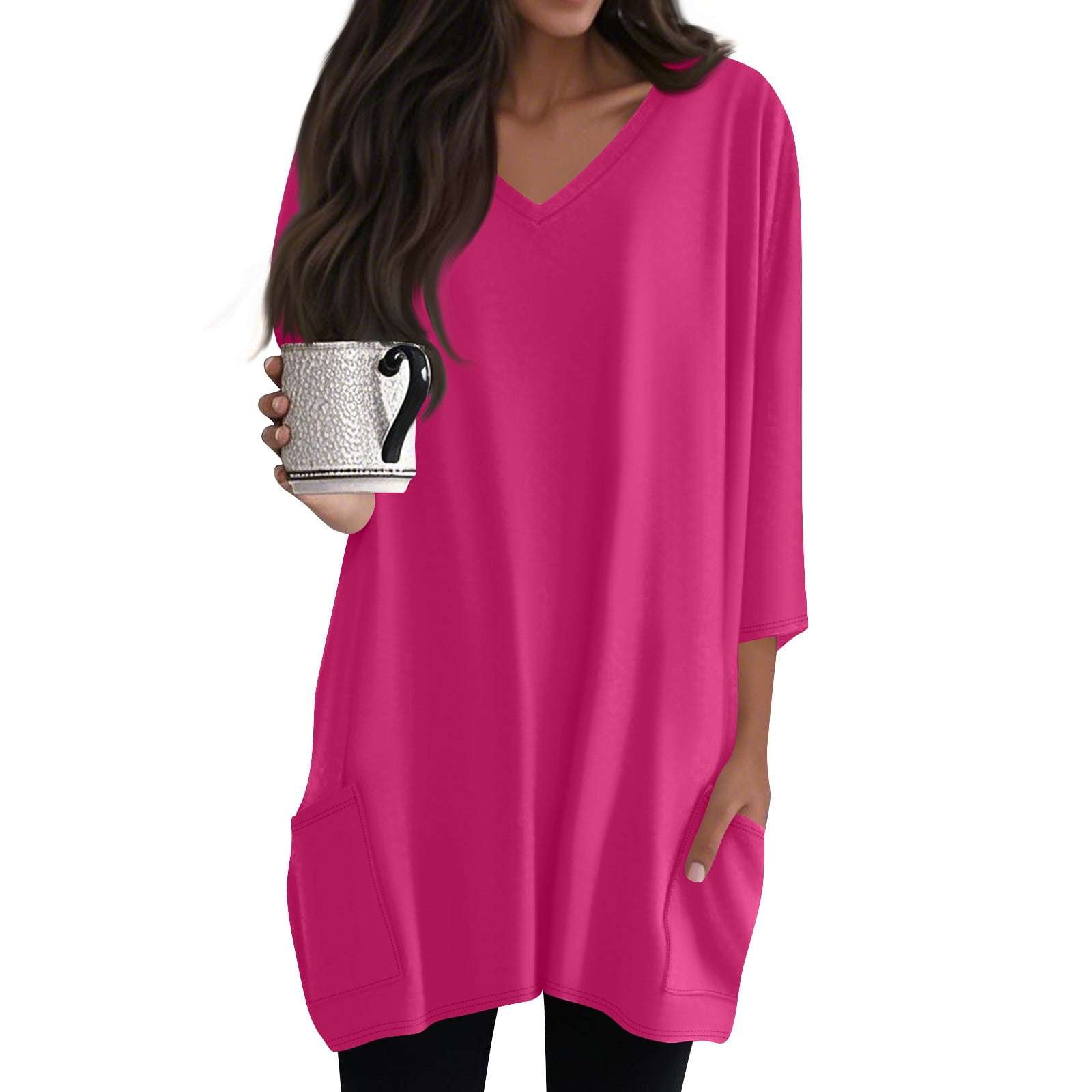 Front Pocket 3/4 Sleeve Top main image 1