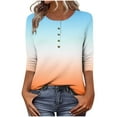 thumbnail image 1 of 3/4 Sleeve Tops Sevevn Women's Casual Loose Gradient Printed Button 3/4 Sleeve T-Shirt, 1 of 7