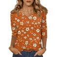 thumbnail image 1 of 3/4 Sleeve Tops for Women,3/4 Sleeve T Shirts for Women,Womens 3/4 Sleeve Tops,Womens 3/4 Sleeve Tops And Blouses,Womens 3/4 Sleeve Summer Tops,Womens 3/31 Sleeve Summer Tops Orange 5XL, 1 of 5