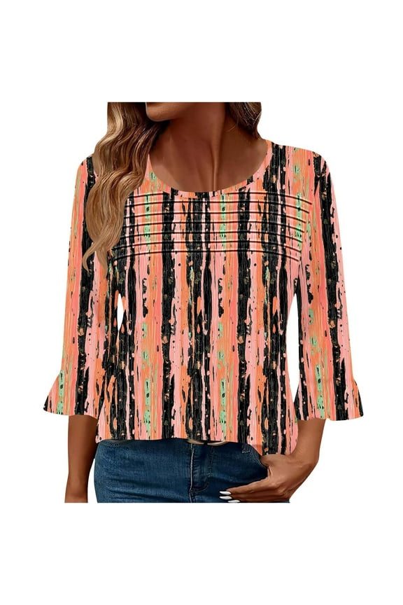 3/4 Sleeve Tops for Women Casual Loose Fit Tops Summer Tshirts Shirts for Women Plus Size Womens Summer Tops Casual Cotton Floral Tops for Women my items ordered