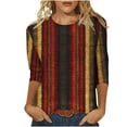 thumbnail image 1 of 3/4 Sleeve Tops Women Color Block Shirts Elbow Sleeve Trendy Casual Loose Sleeve Tshirts Tie Dye Tees Printed Loose Crew Neck Tunic Blouse Fall 2025 Vintage Striped Plus Size S-5XL, 1 of 5
