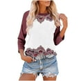 thumbnail image 1 of 3/4 Sleeve Tops for Women Color Block Tee Shirts Henley Neck Tees Button Down Top Pullover Sweater Blouses Baggy Boho Shirts Trends Lightweight Sweatwear Going Out Workout Outfits, 1 of 6