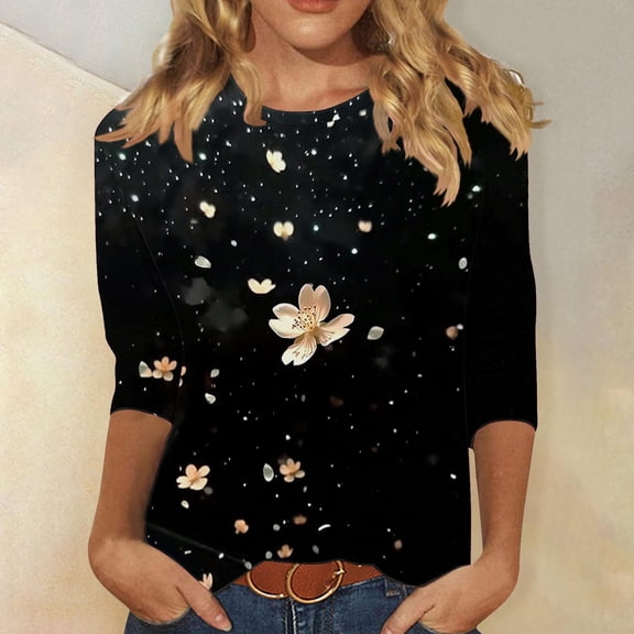 3/4 Sleeve Tops for Women Dressy Womens Summer Blouses Dressy Casual Summer Tops for Women Workout Plus Size Tops for Women Summer Outfits reorder