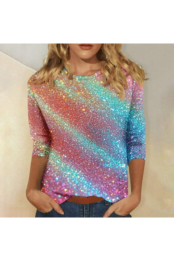 3/4 Sleeve Tops for Women Fitted Womens Dressy Summer Tops and Blouses Womens Summer Print Tops Casual Print T Shirts for Women Pack my items ordered