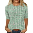 thumbnail image 1 of 3/4 Sleeve Tops for Women Printed CaUSAl Tee Shirts Round Neck Tunics Blosues Pullover Sweater Blouses Relaxed Fit Tunic Tee Dressy CaUSAl Top Beach Holiday Outfits 2025, 1 of 7