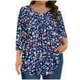 thumbnail image 1 of 3/4 Sleeve Tops for Women Summer Sale Women's Plus Size Solid Color Gradient European T-Shirt Home Casual with Three Quarter Sleeves Round Neck Top/shirt, 1 of 7