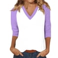 thumbnail image 1 of 3/4 Sleeve Tops for Women, Yigetop Women's Tops Printed Women's Top 3/4 Sleeves Blouse Short Sleeve T Shirt V Neck T Shirt Ladies Tops and Blouses Light Violet 2XL, 1 of 6