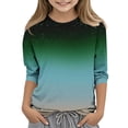 thumbnail image 1 of 3/4 Sleeve Tops for Girls Boys Size 3-12 Crewneck T-Shirts 2025 Toddlers Kids Trendy Gradient Printed Pullover Basic Going-Out Blouses Top, 1 of 5