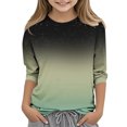 thumbnail image 1 of 3/4 Sleeve Tops for Girls Boys Size 3-12 Crewneck T-Shirts 2025 Toddlers Kids Trendy Gradient Printed Pullover Basic Going-Out Blouses Top, 1 of 5