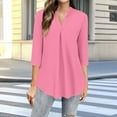 thumbnail image 1 of 3/4 Sleeve Tops for Women 2025 Crewneck Cute Basics Tees Casual Fashion Summer T Shirts Business Work Tee Top Pink S-Xxl, 1 of 5